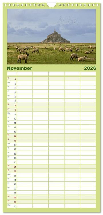 Produktbild: Familienplaner 2026 - Wilde Bretagne mit 5 Spalten (Wandkalender, 21 x 45 cm) CALVENDO