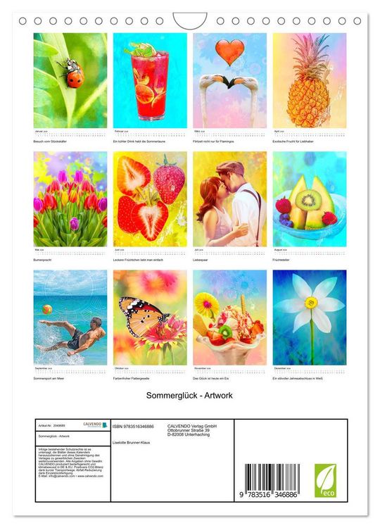 Produktbild: Sommergl&uuml;ck - Artwork (Wandkalender 2026 DIN A4 hoch), CALVENDO Monatskalender