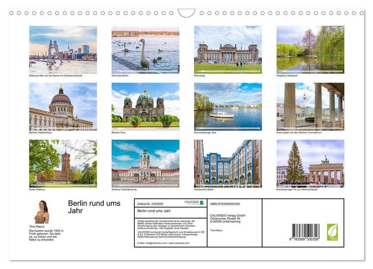 Produktbild: Berlin rund ums Jahr (Wandkalender 2027 DIN A3 quer), CALVENDO Monatskalender