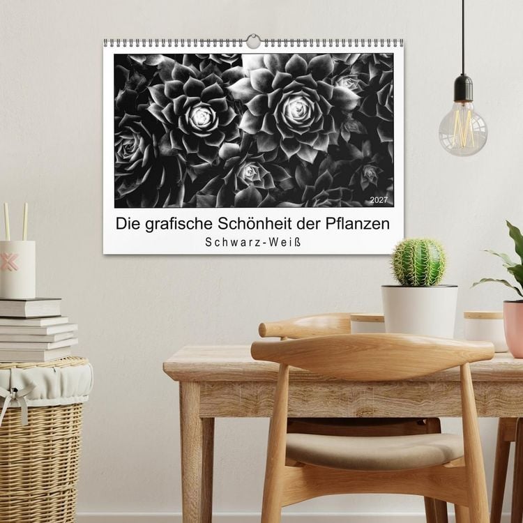 Produktbild: Die grafische Sch&ouml;nheit der Pflanzen &ndash; Schwarz-Wei&szlig; (Wandkalender 2027 DIN A3 quer), CALVENDO Monatskalender