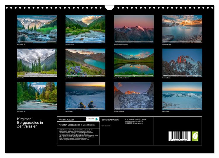 Produktbild: Kirgistan Bergparadies in Zentralasien (Wandkalender 2026 DIN A3 quer), CALVENDO Monatskalender