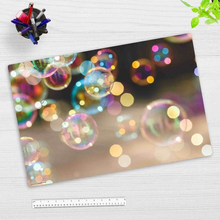 Produktbild: Cover-your-desk Schreibtischunterlage f&uuml;r Kinder und Erwachsene Schimmernde Seifenblasen, aus hochwertigem Vinyl , 60 x 40 cm