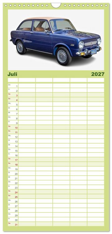 Produktbild: Familienplaner 2027 - Italienische Klassiker mit 5 Spalten (Wandkalender, 21 x 45 cm) CALVENDO