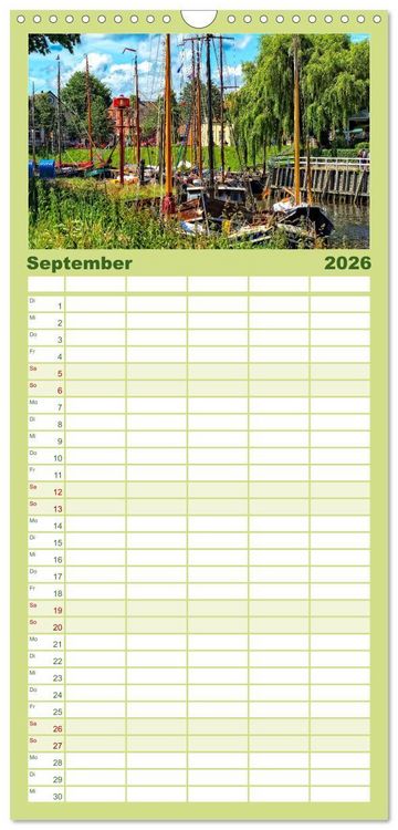 Produktbild: Familienplaner 2026 - Reise an die Nordsee - Carolinensiel mit 5 Spalten (Wandkalender, 21 x 45 cm) CALVENDO