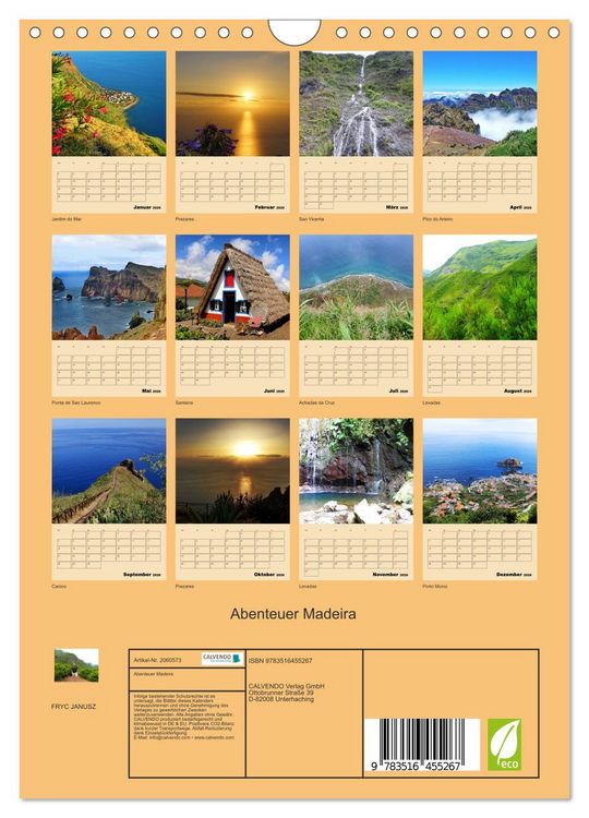 Produktbild: Abenteuer Madeira (Wandkalender 2026 DIN A4 hoch), CALVENDO Monatskalender