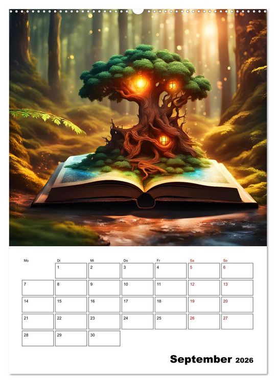 Produktbild: Magische surreale Buchwelten (Wandkalender 2026 DIN A2 hoch), CALVENDO Monatskalender