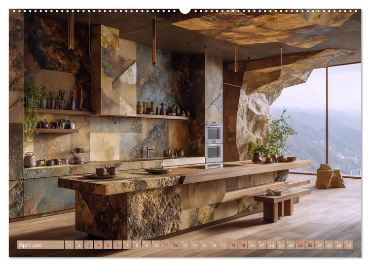 Produktbild: Fantastische K&uuml;chenarchitektur. KI-Design zum Staunen (hochwertiger Premium Wandkalender 2026 DIN A2 quer), Kunstdruck in Hochglanz
