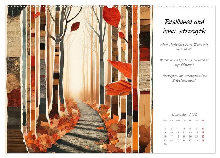 Produktbild: More confidence in 12 months - Collages with reflection questions for a stronger self (Wall Calendar 2026 DIN A2 landscape), CALVENDO 12 Month Wall Calendar