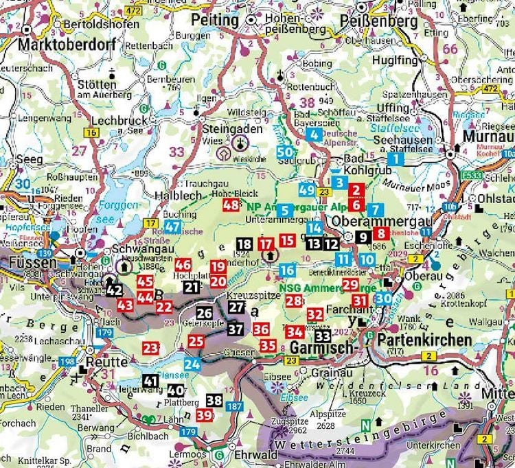 Produktbild: ROTHER Wanderf&uuml;hrer Ammergauer Alpen. 50 Touren von Oberammergau bis F&uuml;ssen, Garmisch-Partenkirchen und zum Plansee