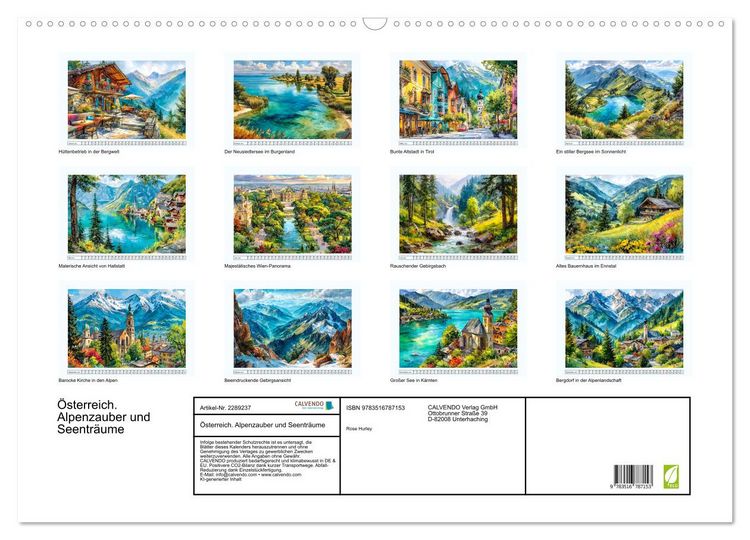Produktbild: &Ouml;sterreich. Alpenzauber und Seentr&auml;ume (Wandkalender 2027 DIN A2 quer), CALVENDO Monatskalender