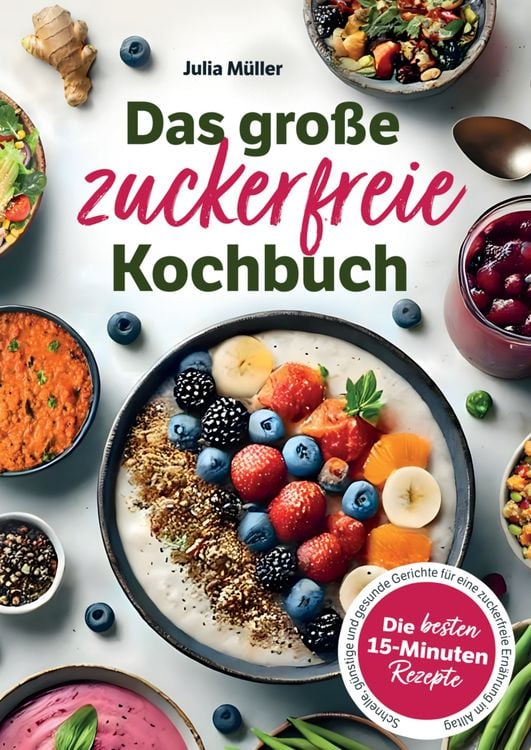 Produktbild: Das gro&szlig;e zuckerfreie Kochbuch: Die besten 15-Minuten-Rezepte - Schnelle, g&uuml;nstige und gesunde Gerichte f&uuml;r eine zuckerfreie Ern&auml;hrung im Alltag