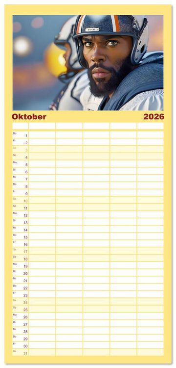 Produktbild: Familienplaner 2026 - American Football - im Team zum Sieg mit 5 Spalten (Wandkalender, 21 x 45 cm) CALVENDO