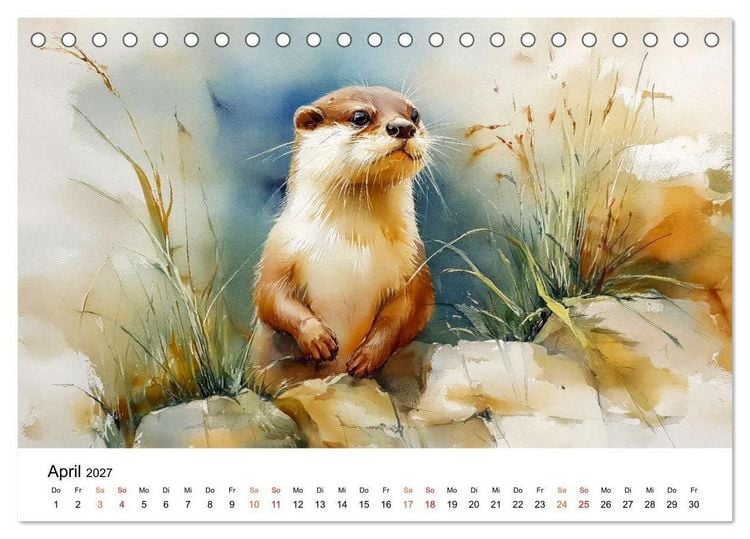 Produktbild: Tiere unserer Heimat in sanften Farben (Tischkalender 2027 DIN A5 quer), CALVENDO Monatskalender