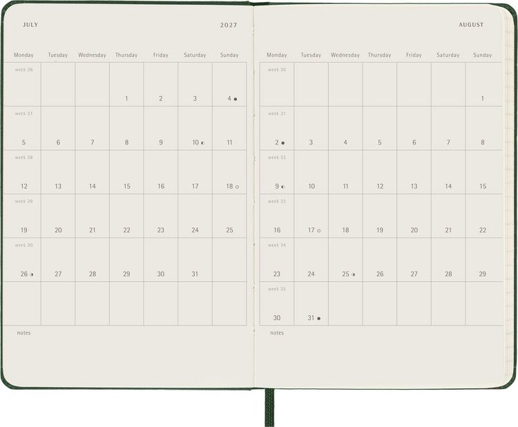 Produktbild: Moleskine 12 Monate Tageskalender 2027, Pocket/A6, 1 Tag = 1 Seite, Fester Einband, Myrtengr&uuml;n