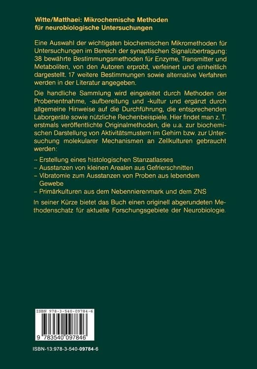 Produktbild: Mikrochemische Methoden f&uuml;r neurobiologische Untersuchungen