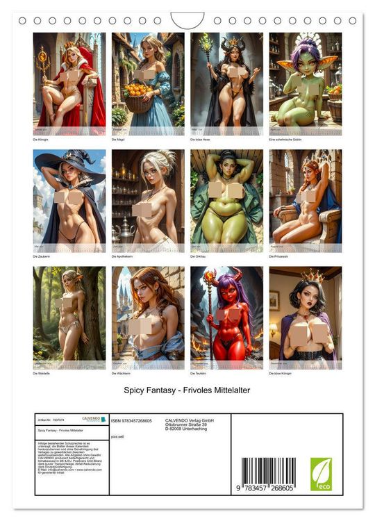 Produktbild: Spicy Fantasy - Frivoles Mittelalter (Wandkalender 2026 DIN A4 hoch), CALVENDO Monatskalender