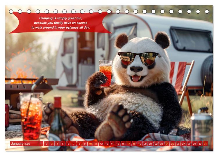 Produktbild: Funny charming animals as campers (Desk Calendar 2026 DIN A5 landscape), CALVENDO 12 Month DeskCalendar