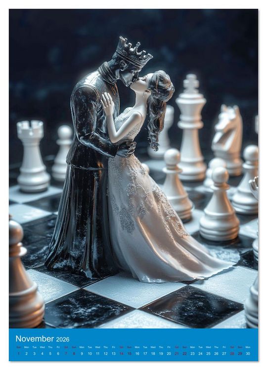 Produktbild: For Love of Chess (High Quality Premium Wall Calendar 2026 DIN A2 portrait),CALVENDO 12 Month Wall Calendar
