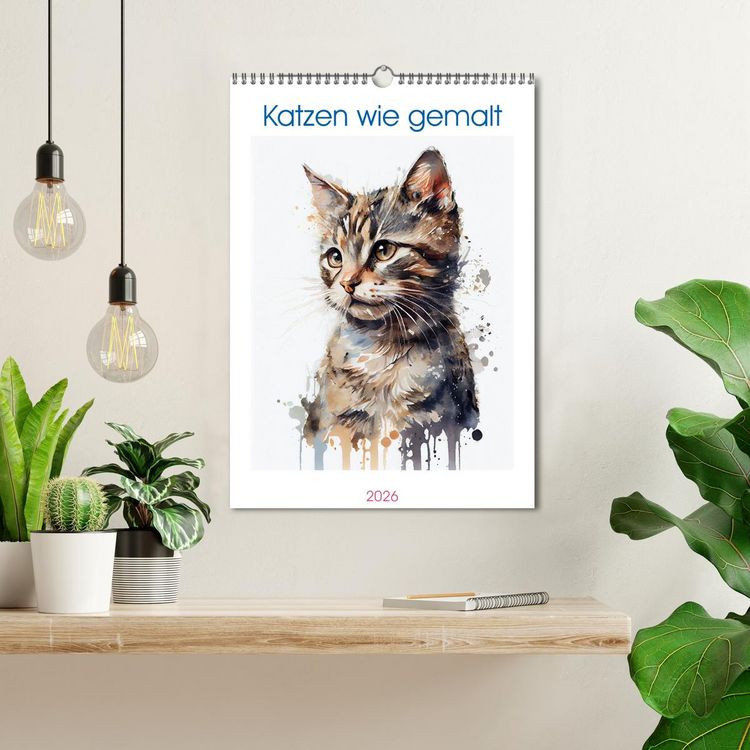 Produktbild: Katzen wie gemalt (Wandkalender 2026 DIN A3 hoch), CALVENDO Monatskalender