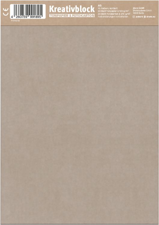 Produktbild: share Bastelblock mehrfarbig A5 40 Blatt