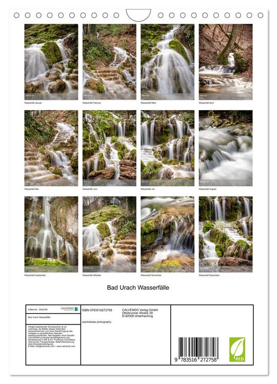 Produktbild: Bad Urach Wasserf&auml;lle (Wandkalender 2026 DIN A4 hoch), CALVENDO Monatskalender