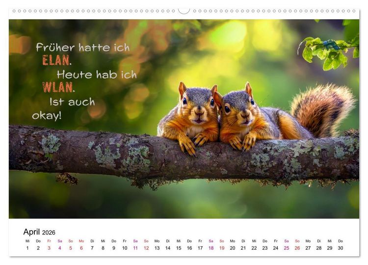 Produktbild: Tierische Klugschei&szlig;er (hochwertiger Premium Wandkalender 2026 DIN A2 quer), Kunstdruck in Hochglanz