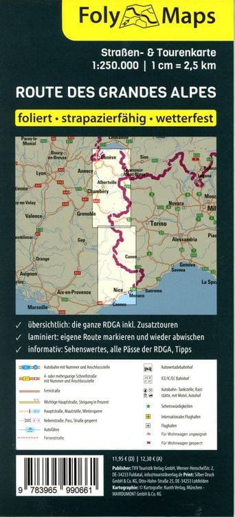 Produktbild: FolyMaps Route des Grandes Alpes Spezialkarte