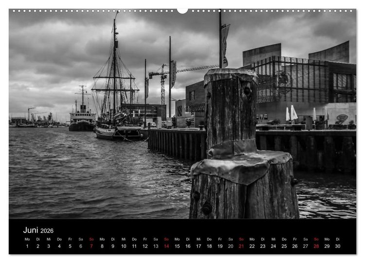 Produktbild: Bremerhaven - Blickpunkte Schwarzwei&szlig; (Wandkalender 2026 DIN A2 quer), CALVENDO Monatskalender