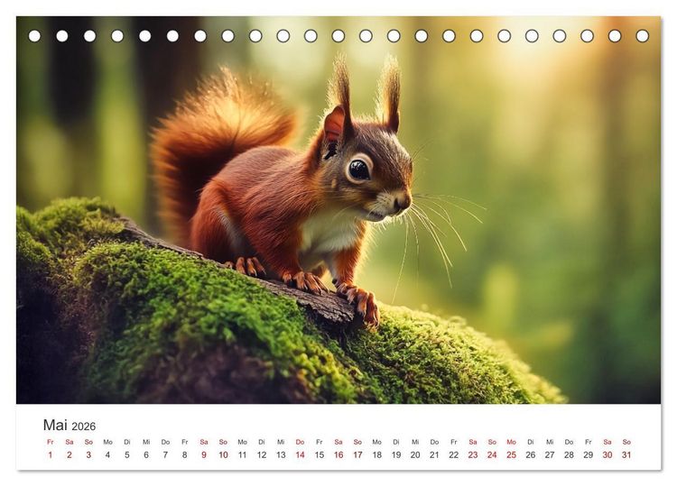 Produktbild: Das geheime Leben der Eichh&ouml;rnchen - Ein Jahr zwischen Baumwipfeln und Nussverstecken (Tischkalender 2026 DIN A5 quer), CALVENDO Monatskalender