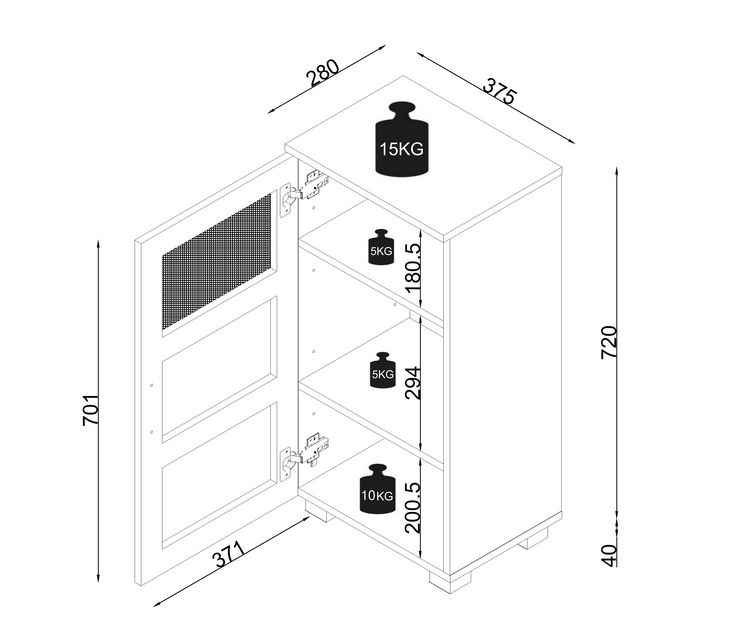 Produktbild: Holz Badschrank Midischrank Nilari 70 x 38 x 28 cm