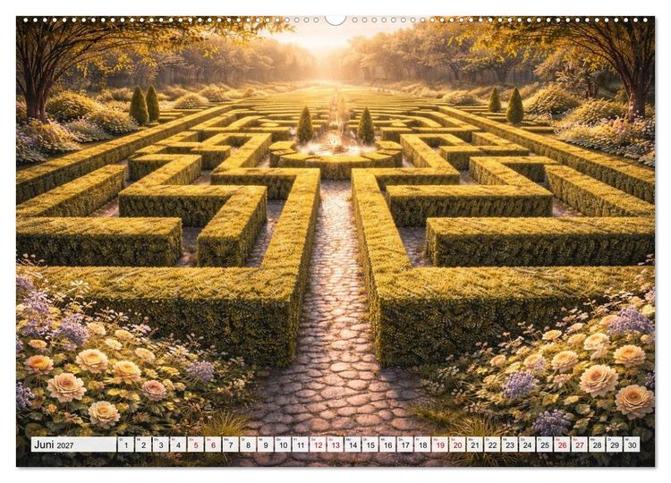 Produktbild: Labyrinth - Die stille Kunst der Umwege (hochwertiger Premium Wandkalender 2027 DIN A2 quer), Kunstdruck in Hochglanz