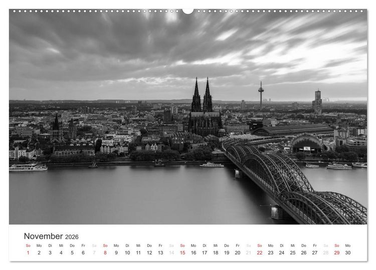 Produktbild: K&ouml;ln - monochrome Ansichten (hochwertiger Premium Wandkalender 2026 DIN A2 quer), Kunstdruck in Hochglanz