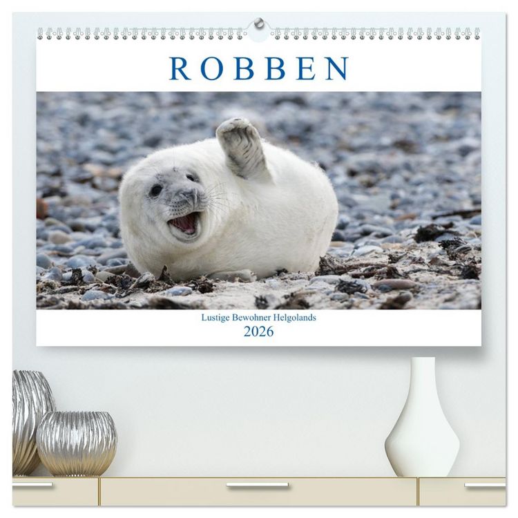 Produktbild: Robben - Lustige Bewohner Helgolands (hochwertiger Premium Wandkalender 2026 DIN A2 quer), Kunstdruck in Hochglanz