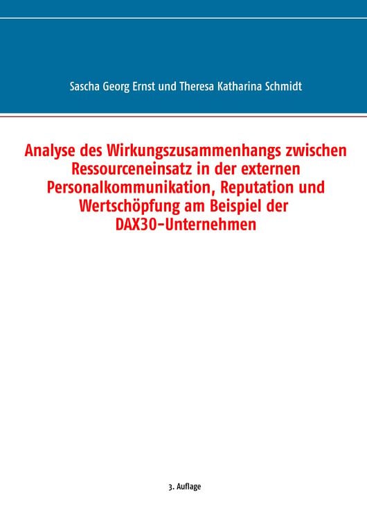 Produktbild: Analyse des Wirkungszusammenhangs zwischen Ressourceneinsatz in der externen Per