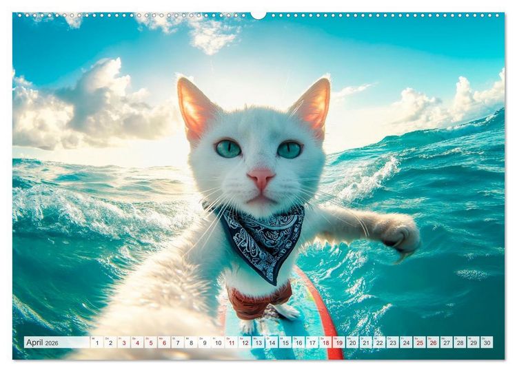 Produktbild: KATZEN-SELFIES Tierische Reiselust (hochwertiger Premium Wandkalender 2026 DIN A2 quer), Kunstdruck in Hochglanz