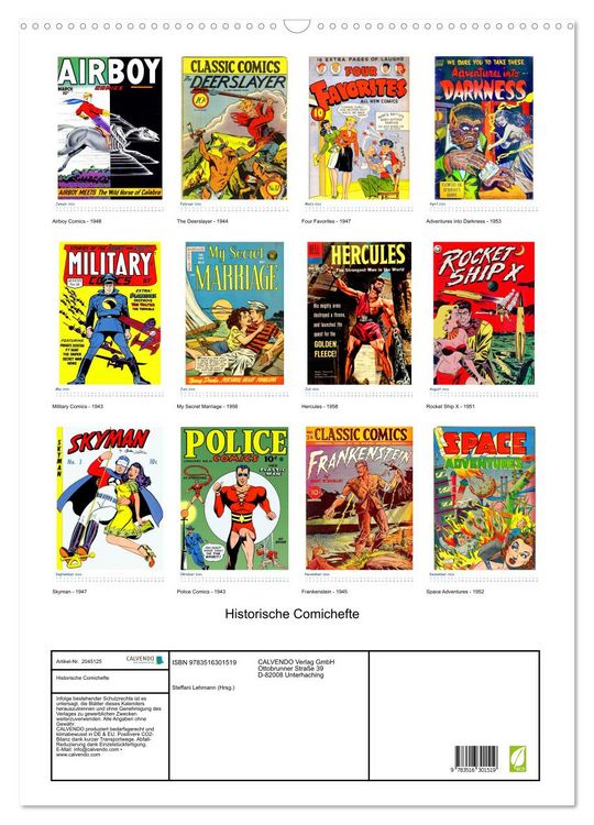 Produktbild: Historische Comichefte (Wandkalender 2026 DIN A2 hoch), CALVENDO Monatskalender