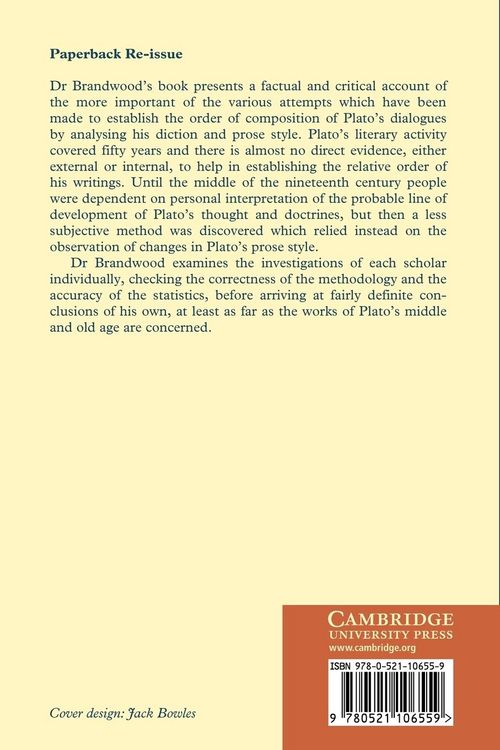 Produktbild: The Chronology of Plato's Dialogues