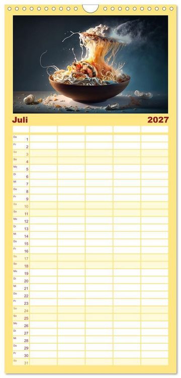 Produktbild: Familienplaner 2027 - Italienische Gerichte mit 5 Spalten (Wandkalender, 21 x 45 cm) CALVENDO