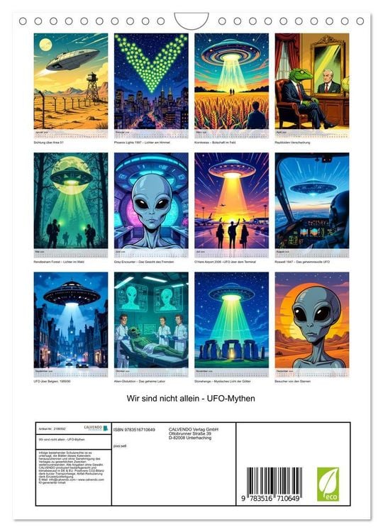 Produktbild: Wir sind nicht allein - UFO-Mythen (Wandkalender 2026 DIN A4 hoch), CALVENDO Monatskalender