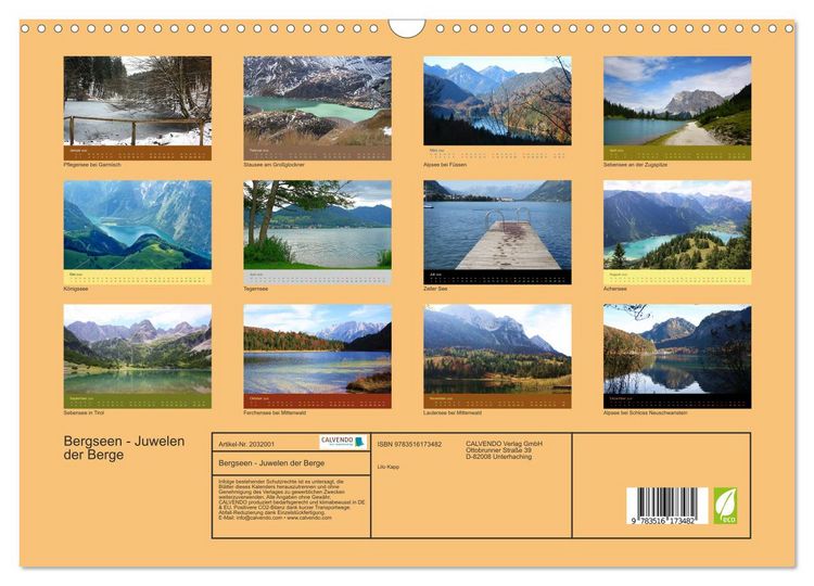 Produktbild: Bergseen - Juwelen der Berge (Wandkalender 2026 DIN A3 quer), CALVENDO Monatskalender