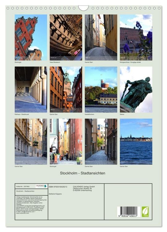 Produktbild: Stockholm - Stadtansichten (Wandkalender 2026 DIN A3 hoch), CALVENDO Monatskalender