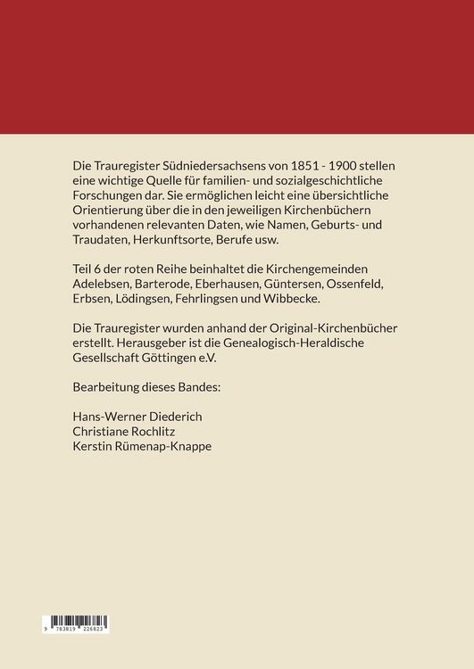 Produktbild: Trauregister aus den Kirchenb&uuml;chern S&uuml;dniedersachsens 1851 - 1900