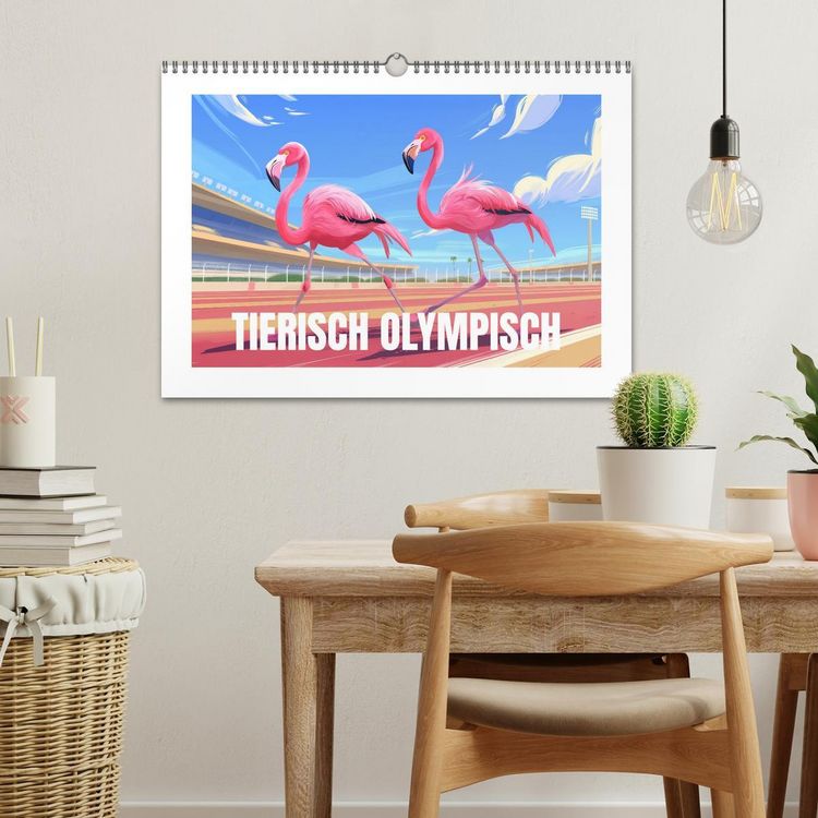 Produktbild: Tierische Olympioniken &ndash; Ein farbenfroher KI-Kalender (Wandkalender 2026 DIN A3 quer), CALVENDO Monatskalender
