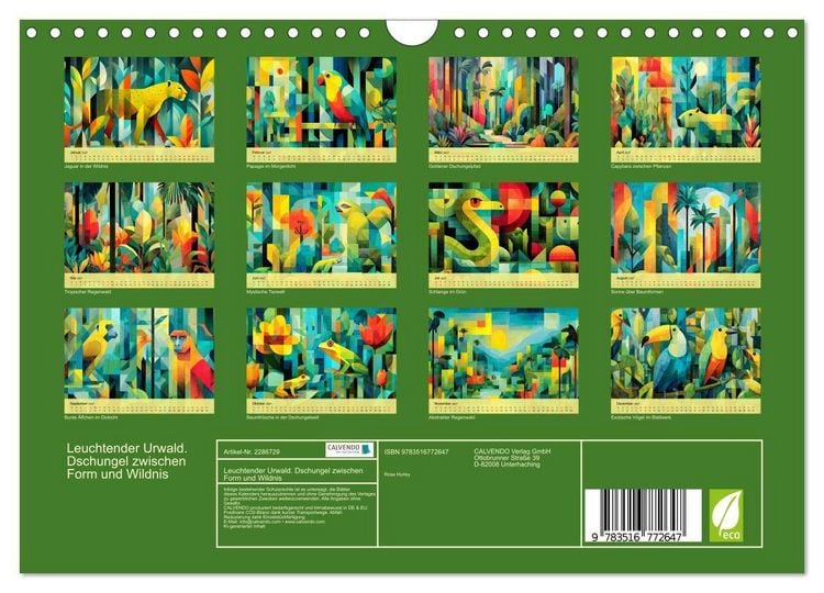 Produktbild: Leuchtender Urwald. Dschungel zwischen Form und Wildnis (Wandkalender 2027 DIN A4 quer), CALVENDO Monatskalender