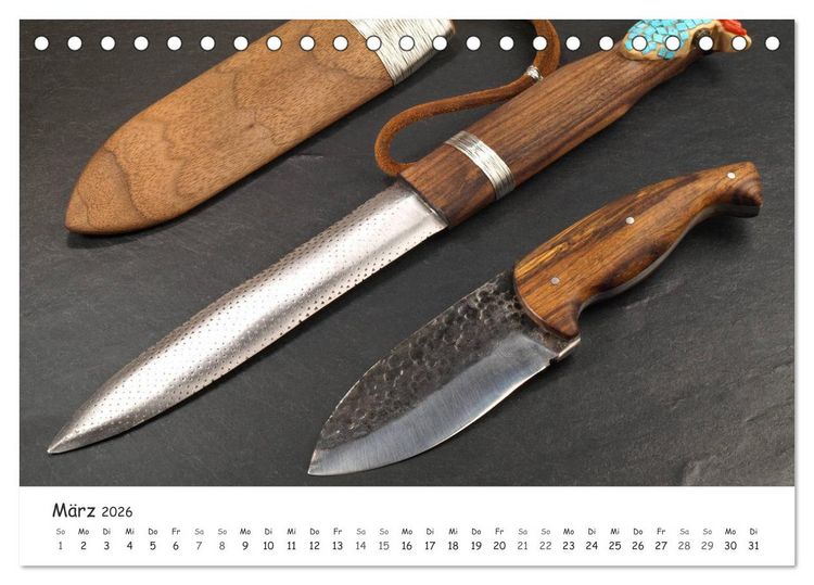 Produktbild: Handgefertigte Jagdmesser (Tischkalender 2026 DIN A5 quer), CALVENDO Monatskalender