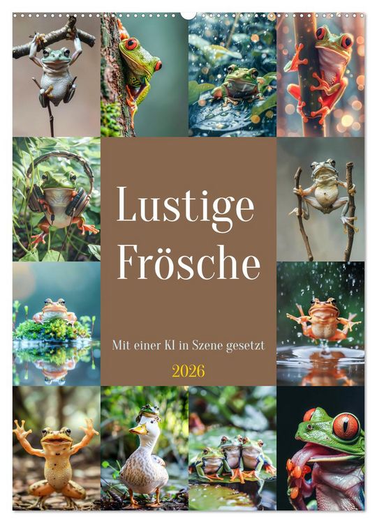 Produktbild: Lustige Fr&ouml;sche (Wandkalender 2026 DIN A2 hoch), CALVENDO Monatskalender