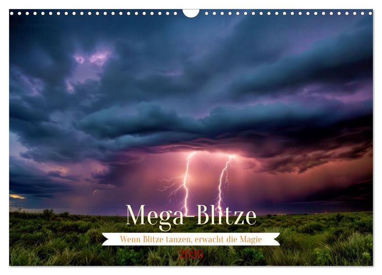 Produktbild: Mega-Blitze (Wandkalender 2026 DIN A3 quer), CALVENDO Monatskalender