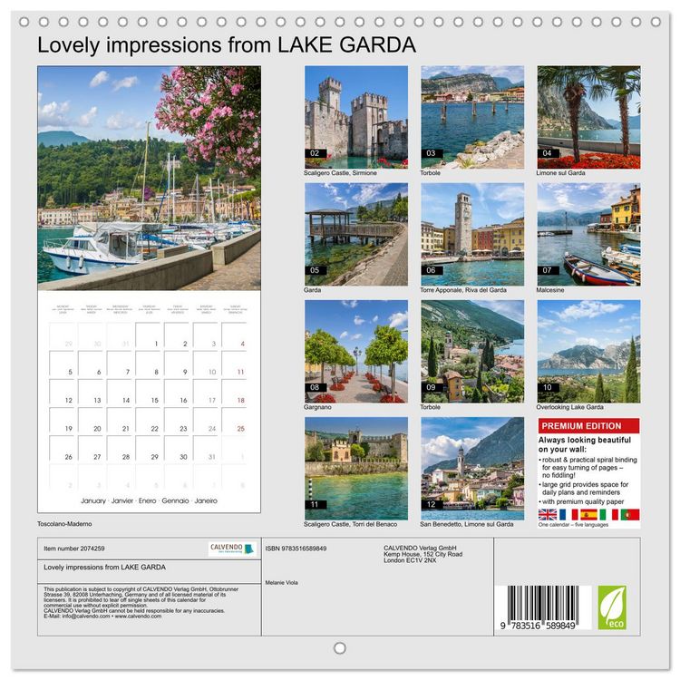 Produktbild: Lovely impressions from LAKE GARDA (Wall Calendar 2026 12 &times; 12 Inch) CALVENDO 12 Month Wall Calendar