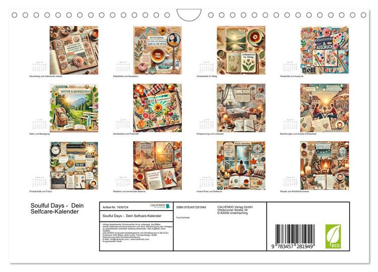 Produktbild: Soulful Days - Dein Selfcare-Kalender (Wandkalender 2026 DIN A4 quer), CALVENDO Monatskalender