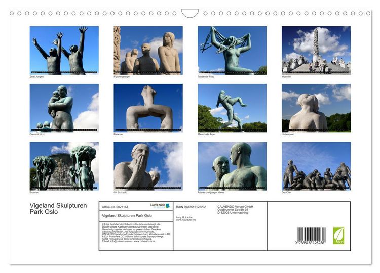 Produktbild: Vigeland Skulpturen Park Oslo (Wandkalender 2026 DIN A3 quer), CALVENDO Monatskalender